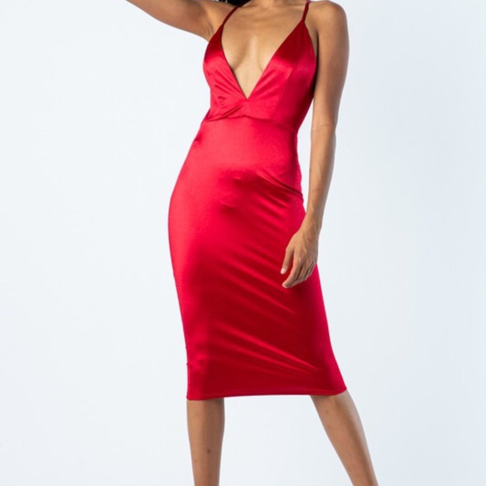 Crimson Satin Dress